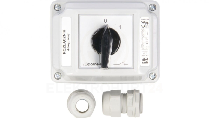 Łącznik krzywkowy 0-1 4P 25A w obudowie ŁK25R-2.8210OB2