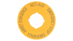 Tabliczka opisowa żółta okrągła fi60 EMERGENCY STOP M22-XBK1 216483