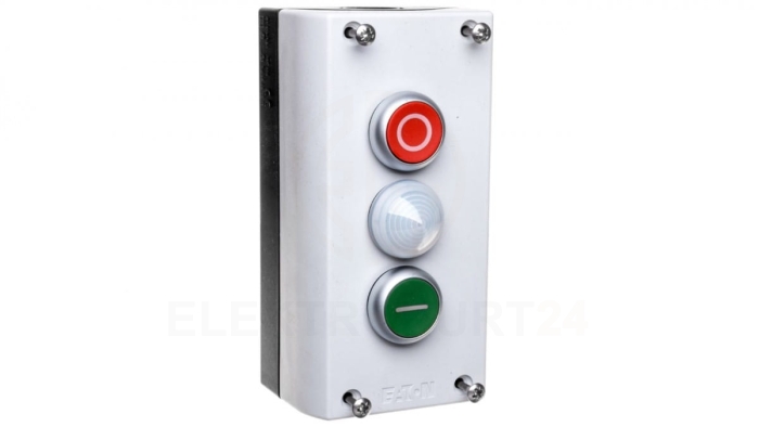 Kaseta sterownicza 3-otworowa START/STOP/lampka biała 2Z 2R szara IP67 M22-I3-M2 216533