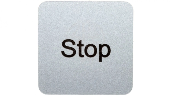 Etykieta opisowa samoprzylepna do kaset 22x22mm srebrna /STOP/ Sirius ACT 3SU1900-0AF81-0DS0