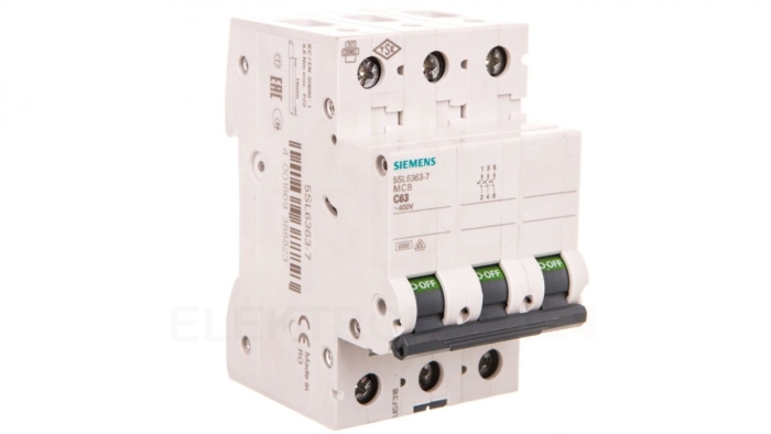 Wyłącznik nadprądowy 3P C 63A 6kA AC 5SL6363-7