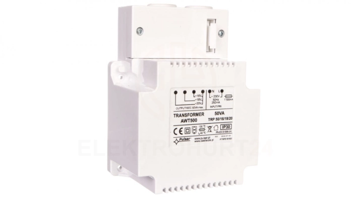 Zasilacz niebuforowy transformatorowy 230VAC 3A/2,8A/2,5A TRP 50VA/16V/18V/20V AWT 500
