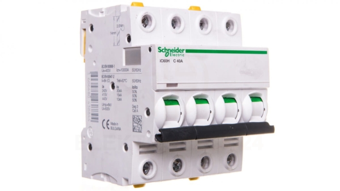 Wyłącznik nadprądowy 4P C 40A 10kA AC iC60H-C40-4 A9F07440