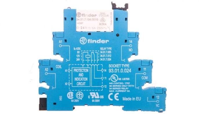 Przekaźnikowy moduł sprzęgający 6,2mm, 1P 6A 24V AC/DC 38.51.0.024.0060