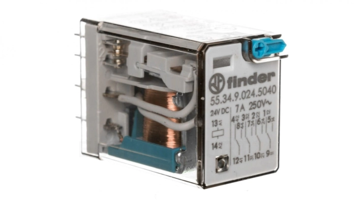 Przekaźnik przemysłowy 4P 7A 24V DC przycisk testujący mechaniczny wskaźnik zadziałania 55.34.9.024.5040