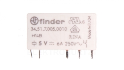 Wąski przekaźnik elektromagnetyczny 1P 6A 5V DC do płytki drukowanej 34.51.7.005.0010