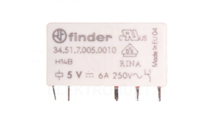 Wąski przekaźnik elektromagnetyczny 1P 6A 5V DC do płytki drukowanej 34.51.7.005.0010