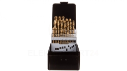 Zestaw wierteł do metalu HSS-TiN 1.0-13 mm głęboko szlifowane stal 9341 DIN338 25 elementów 57H200