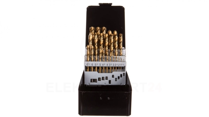 Zestaw wierteł do metalu HSS-TiN 1.0-13 mm głęboko szlifowane stal 9341 DIN338 25 elementów 57H200