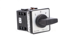 Łącznik krzywkowy 16A zmiana kierunku obrotów L-O-P pulpitowy czoło szare pokrętło czarne SK16-3.8368P03