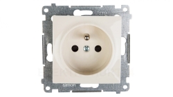 Simon 54 Gniazdo pojedyncze z/u przesłony torów prądowych 16A IP20, szybkozłącza, kremowe DGZ1CZ.01/41