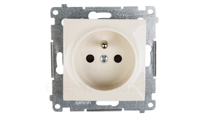 Simon 54 Gniazdo pojedyncze z/u przesłony torów prądowych 16A IP20, szybkozłącza, kremowe DGZ1CZ.01/41