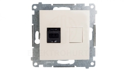 Simon 54 Gniazdo komputerowe pojedyncze RJ45 kat.6 z przesłoną kremowe D61.01/41