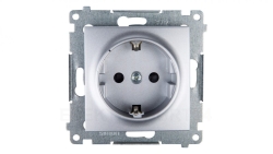 Simon 54 Gniazdo pojedyncze SHUKO 16A IP20 z przesłoną torów srebrny mat DGSz1Z.01/43