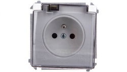 Simon Basic Gniazdo bryzgoszczelne z/u IP44 z przesłoną torów i klapką dymną białe BMGZ1Bz.01/11a