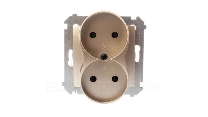 Simon 54 Gniazdo podwójne b/u 16A IP20 złoty mat DG2MZ.01/44