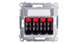 Simon 54 Gniazdo głośnikowe poczwórne srebrny mat DGL34.01/43