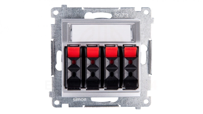 Simon 54 Gniazdo głośnikowe poczwórne srebrny mat DGL34.01/43