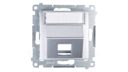 Simon 54 Pokrywa gniazda teleinformatycznego pojedynczego RJ skośna z polem opisowym srebrny mat DKP1S.01/43