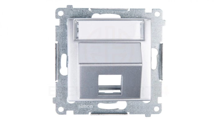 Simon 54 Pokrywa gniazda teleinformatycznego pojedynczego RJ skośna z polem opisowym srebrny mat DKP1S.01/43