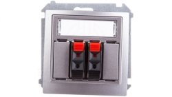 Simon Basic Gniazdo głośnikowe podwójne z polem opisowym stal inox BMGL3.01/21