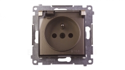 Simon 54 Gniazdo bryzgoszczelne z/u IP44 z klapką transparentną złoty mat DGZ1BUZ.01/44A