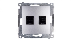 Simon 54 Gniazdo komputerowe podwójne 2xRJ45 kat.6 z przesłoną srebrny mat D62.01/43