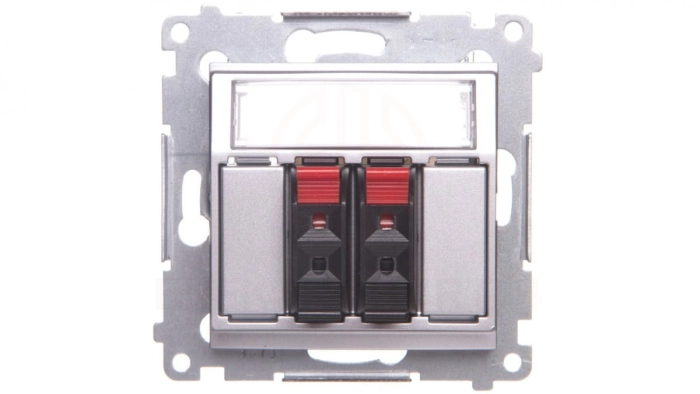 Simon 54 Gniazdo głośnikowe podwójne srebrny mat DGL32.01/43