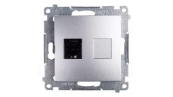 Simon 54 Gniazdo komputerowe pojedyncze RJ45 kat.6 z przesłoną srebrny mat D61.01/43