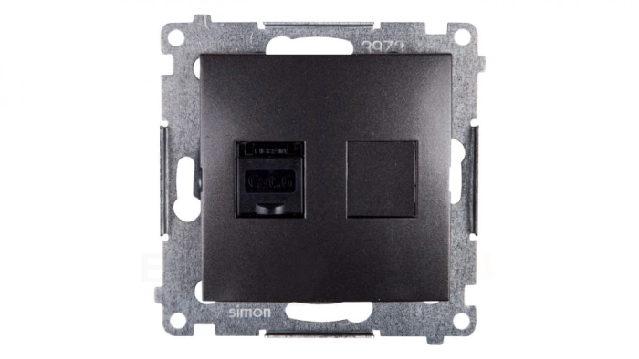 Simon 54 Gniazdo komputerowe pojedyncze RJ45 kat.6 z przesłoną antracyt D61.01/48
