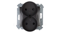 Simon 54 Gniazdo podwójne b/u 16A IP20 z przesłoną torów antracyt DG2MZ.01/48