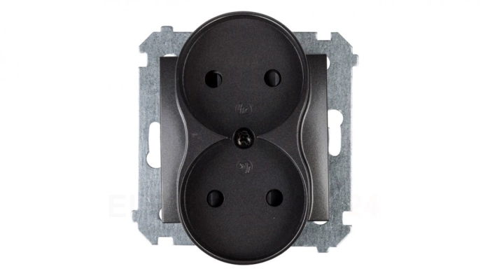 Simon 54 Gniazdo podwójne b/u 16A IP20 z przesłoną torów antracyt DG2MZ.01/48