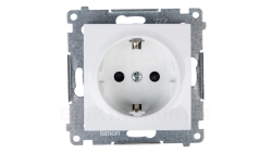Simon 54 Gniazdo pojedyncze SCHUKO z/u 16A IP20 z przesłoną torów, szybkozłącza, białe DGSz1CZ.01/11