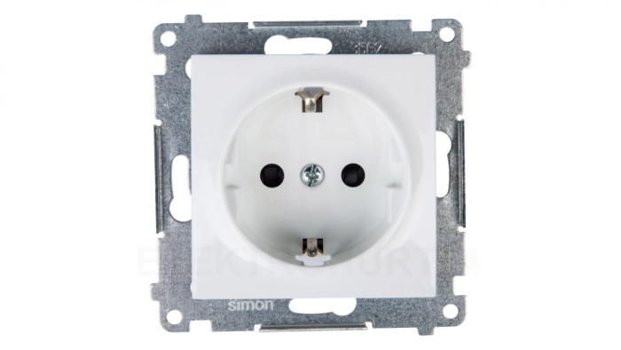 Simon 54 Gniazdo pojedyncze SCHUKO z/u 16A IP20 z przesłoną torów, szybkozłącza, białe DGSz1CZ.01/11
