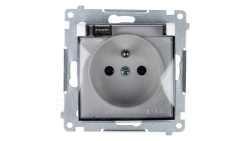 Simon 54 Gniazdo bryzgoszczelne z/u IP44 z klapką transparentną białe DGZ1BUZ.01/11A