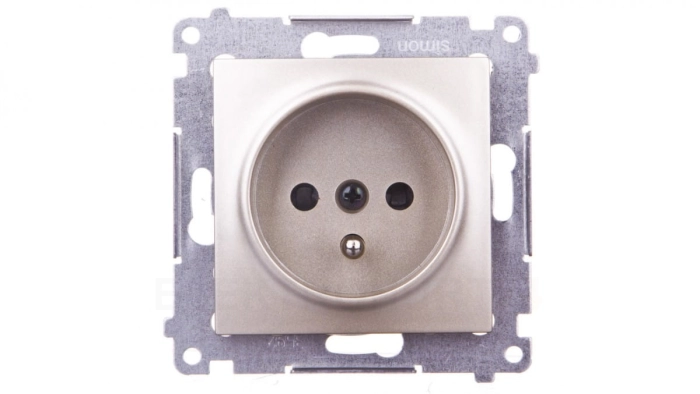 Simon 54 Gniazdo pojedynczne z/u 16A IP20 z przesłoną torów, szybkozłącza, złoty mat DGZ1CZ.01/44