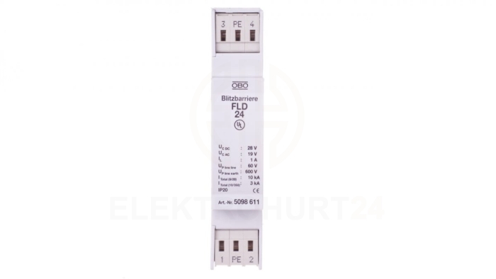 Ogranicznik przepięć dla systemów dwużyłowych 19VAC/28VDC 5kA 10kV FLD 24 5098611