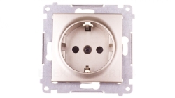 Simon 54 Gniazdo pojedyncze SCHUKO z/u 16A IP20 z przesłoną torów złoty mat DGSz1Z.01/44