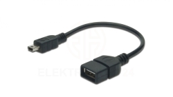 Kabel połączeniowy USB 2.0 OTG Typ miniUSB B(5pinów)/USB A, M/Ż czarny 0,2m AK-300310-002-S