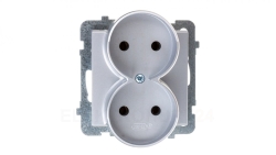 SONATA Gniazdo podwójne b/u srebro mat GP-2RR/m/38