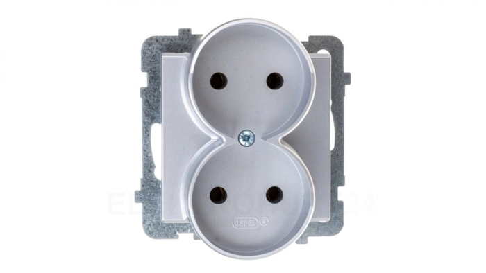 SONATA Gniazdo podwójne b/u srebro mat GP-2RR/m/38