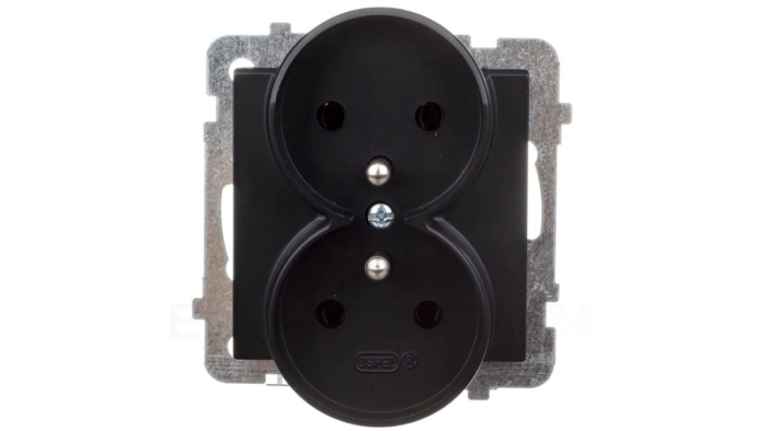 SONATA Gniazdo podwójne z/u czarny metalik GP-2RRZ/m/33