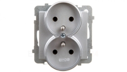SONATA Gniazdo podwójne z/u srebro mat GP-2RRZ/m/38