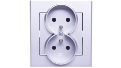 SONATA Gniazdo podwójne z/u srebro mat GP-2RZ/38