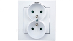 SONATA Gniazdo podwójne z/u z przesłonami białe GP-2RZP/00