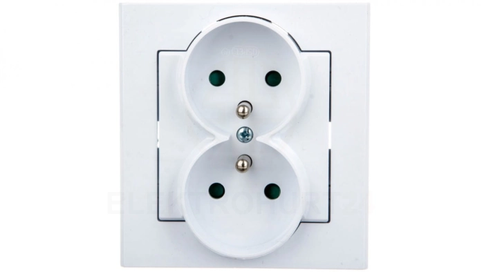 SONATA Gniazdo podwójne z/u z przesłonami białe GP-2RZP/00