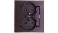 SONATA Gniazdo podwójne z/u z przesłonami czekoladowy metalik GP-2RZP/40
