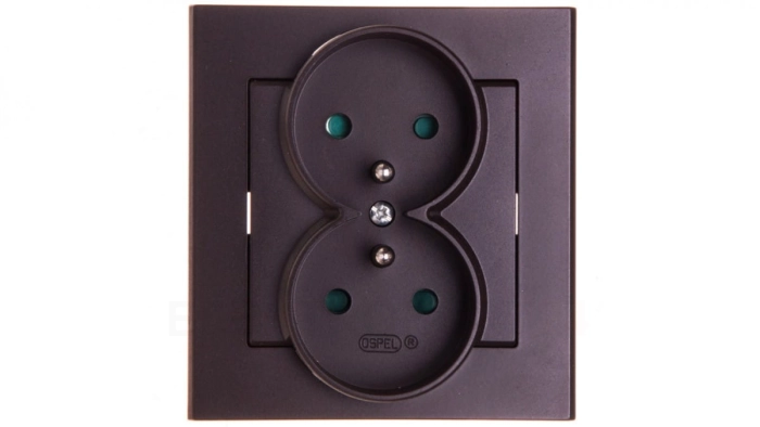 SONATA Gniazdo podwójne z/u z przesłonami czekoladowy metalik GP-2RZP/40
