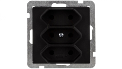 SONATA Gniazdo potrójne b/u 2,5A EURO czarny metalik GP-3R/m/33