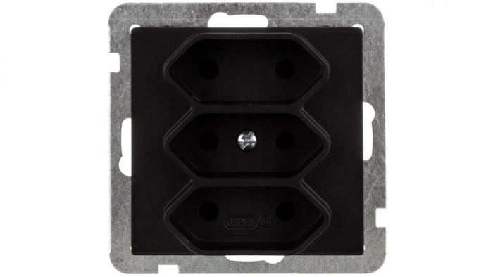 SONATA Gniazdo potrójne b/u 2,5A EURO czarny metalik GP-3R/m/33
